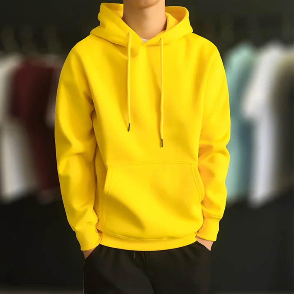 Men Casual Plain Pullover Hoodies Hooded Sweatshirts Long Sleeve Jumper Tops Aut
