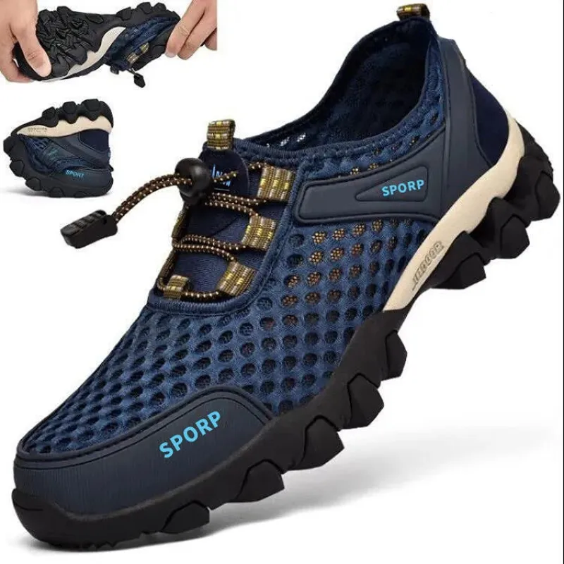Men Sneakers Summer Wading Mesh Shoes Comfortable Slip on Outdoor Hiking Shoes Z