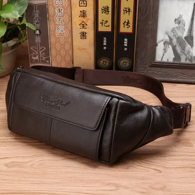 Men Waist Fanny Pack Belt Bag Genuine Leather Casual Fashion Travel Real Cowhide