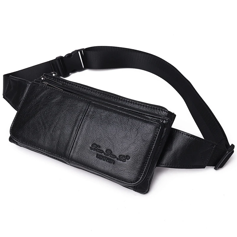 Men Waist Fanny Pack Belt Hip Bag Purse Genuine Leather Travel Fashion Real Cowh