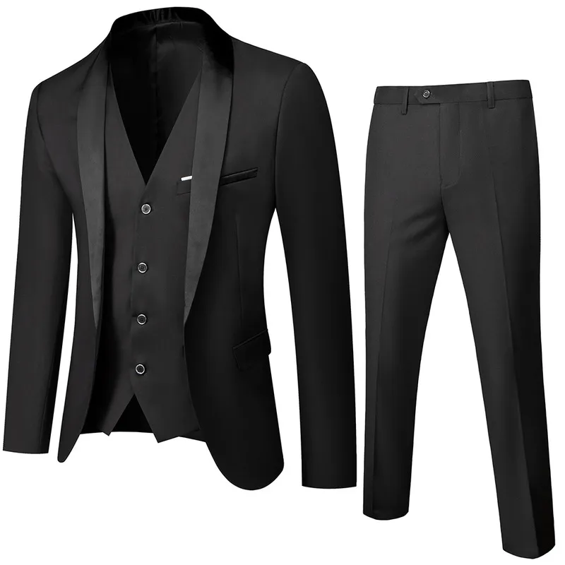 Men Wedding Suit Prom Dress Jacket+Pants+Vest Men Suit Set Slim Fit Tuxedo Male 