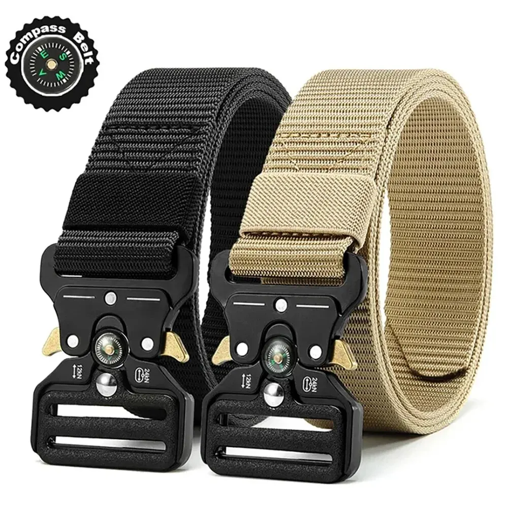 Men's Belt Army Outdoor Hunting Compass Tactical Multi-Function Combat Survival 