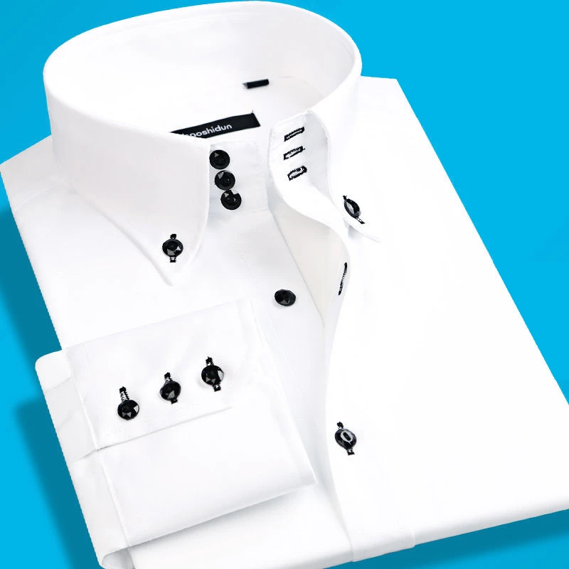 Men's Casual Shirt Long Sleeve Korean Trends Fashion Button-down Collared Shirt 