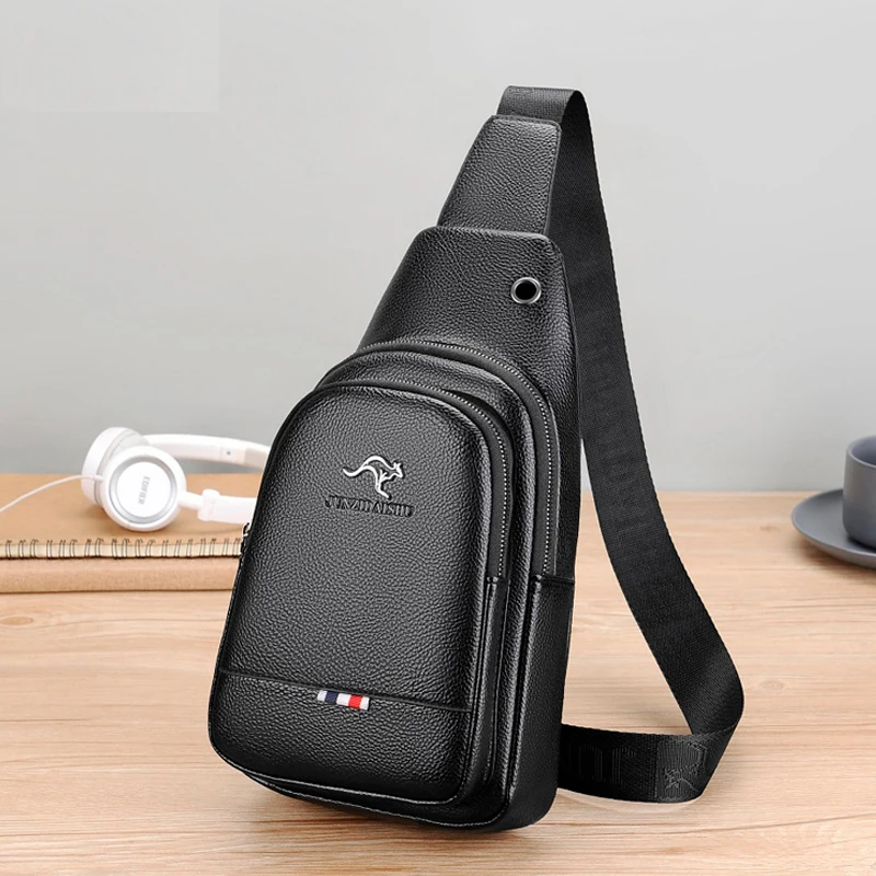 Men's Chest Pack Crossbody Bag Luxury Design Durable PU Leather Handbag Chest Ba
