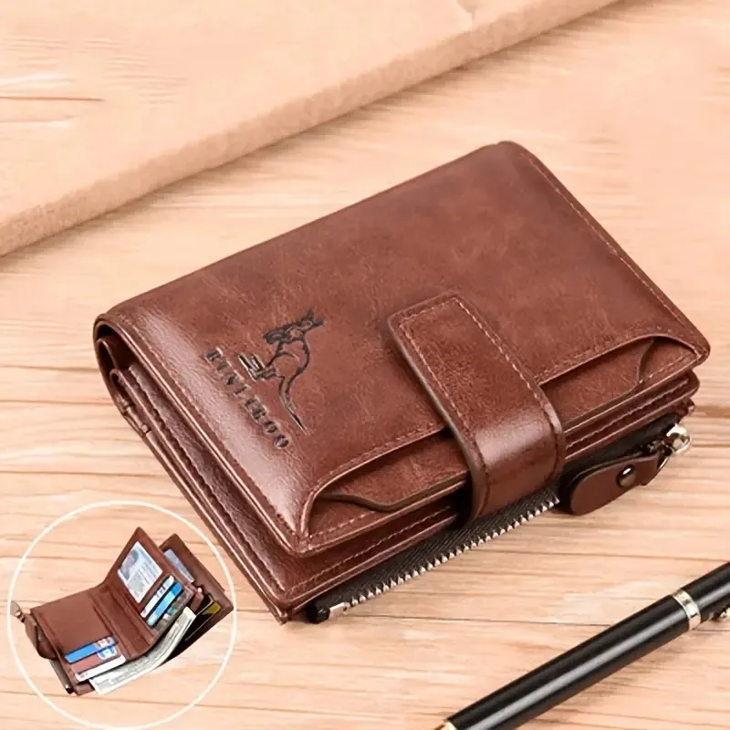 Men's Coin Purse Wallet RFID Blocking Man PU Leather Wallet Zipper Business Card