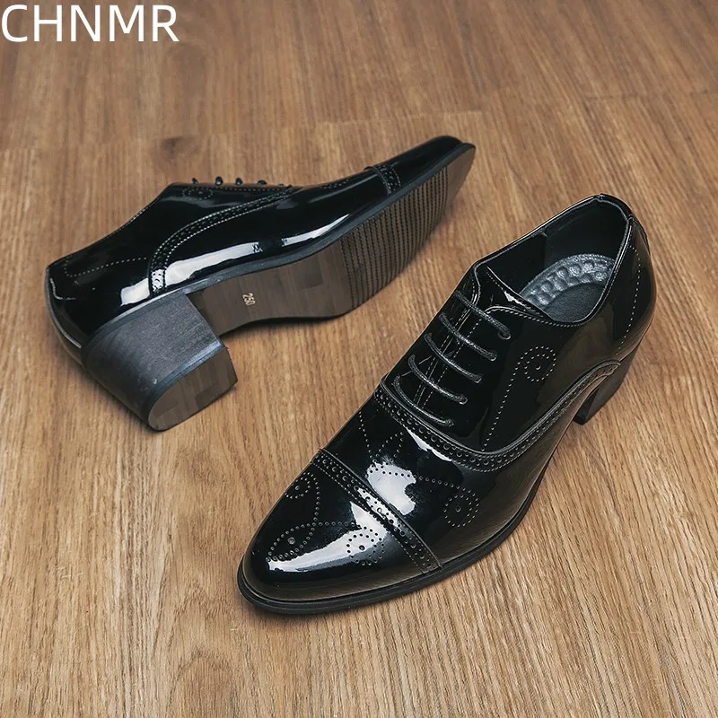 Men's Formal Cuban Leather High Heels British Retro Casual Luxury Men's Social S