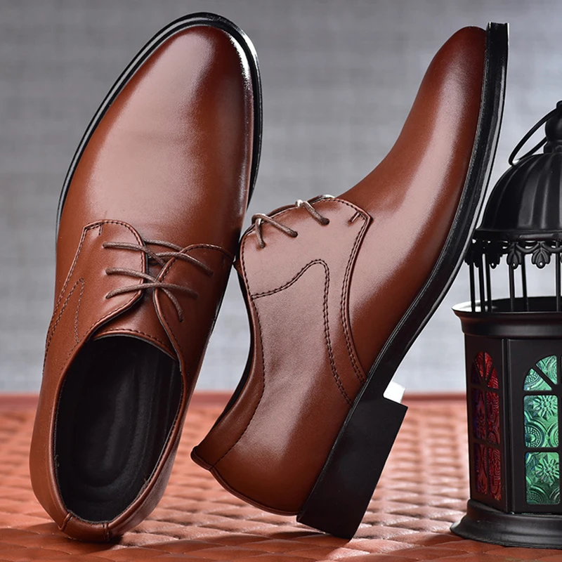 Men's Shoes Black Leather Formal Shoes for Men Oxfords Male Wedding Party Office