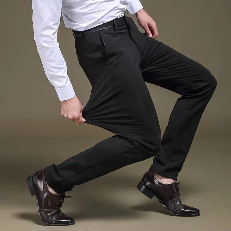 Men's Summer Fashion Business Casual Long Pants Suit Pants Male Elastic Straight