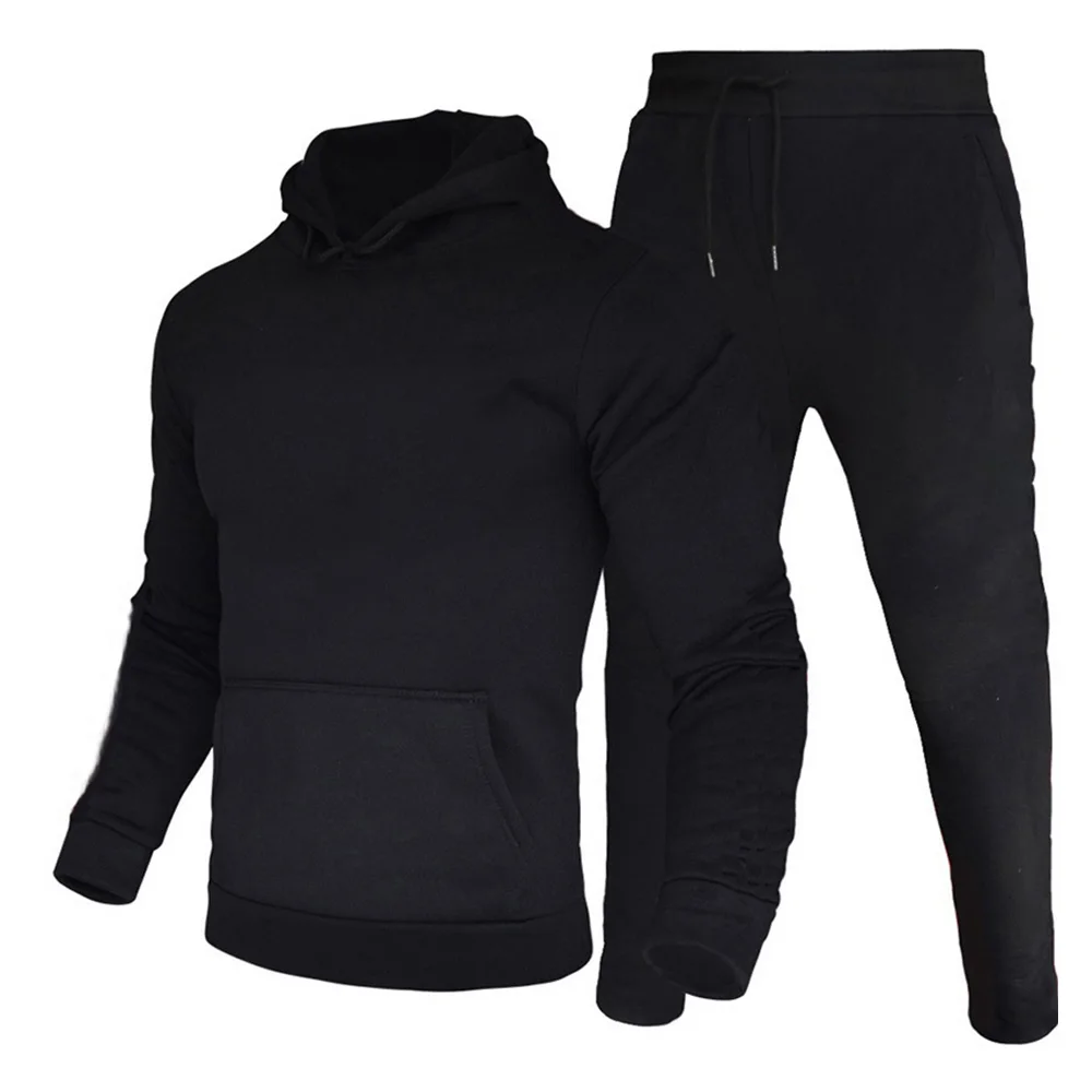Men's Tracksuit Hooded Pullover + Sweatpants Sports Suit Casual Jogger Sportswea