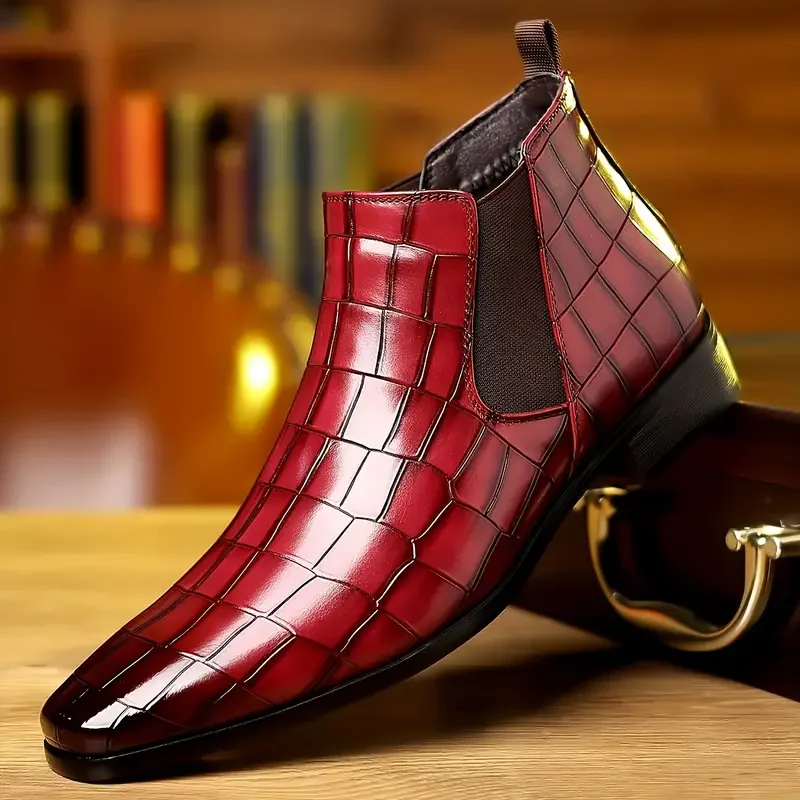 Men's Trendy Pointed-toe Chelsea Boots, Waterproof Anti-skid High-top Slip-on Bo