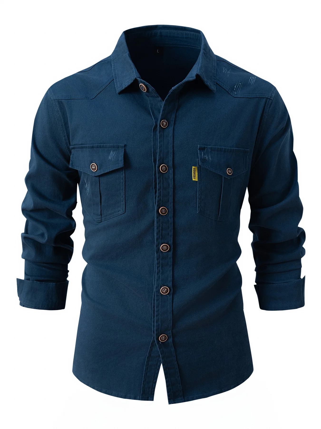 Men's jacket Autumn/Winter single breasted lapel pocket long sleeve shirt Casual