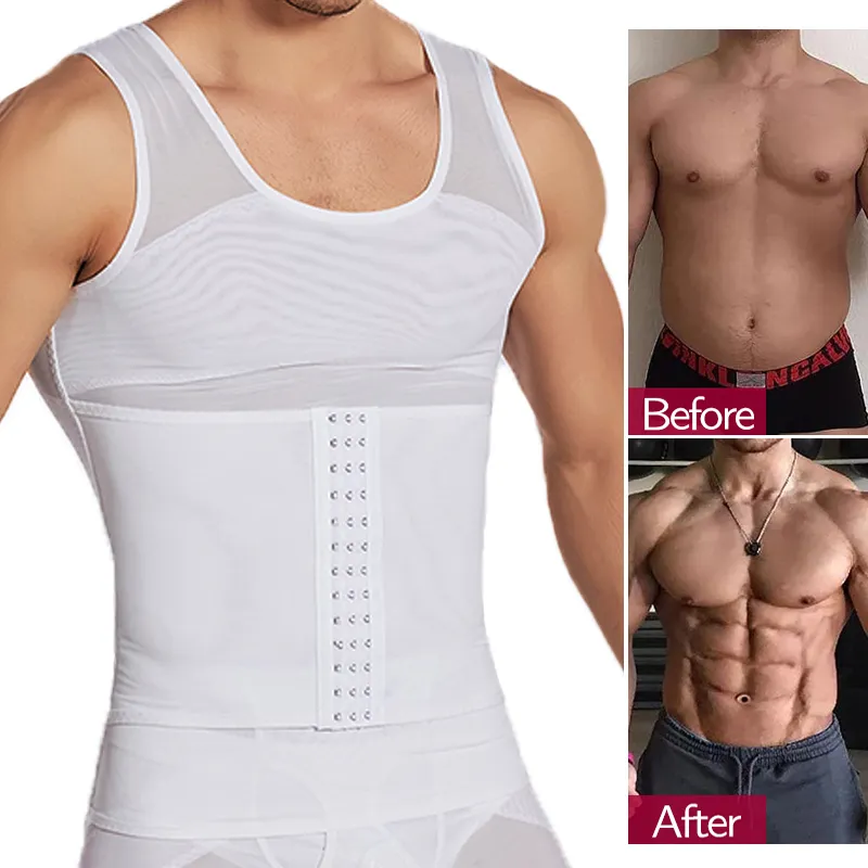 Mens Body Shaper Compression Vest Abdomen Shapewear Tummy Slimming Sheath Gyneco