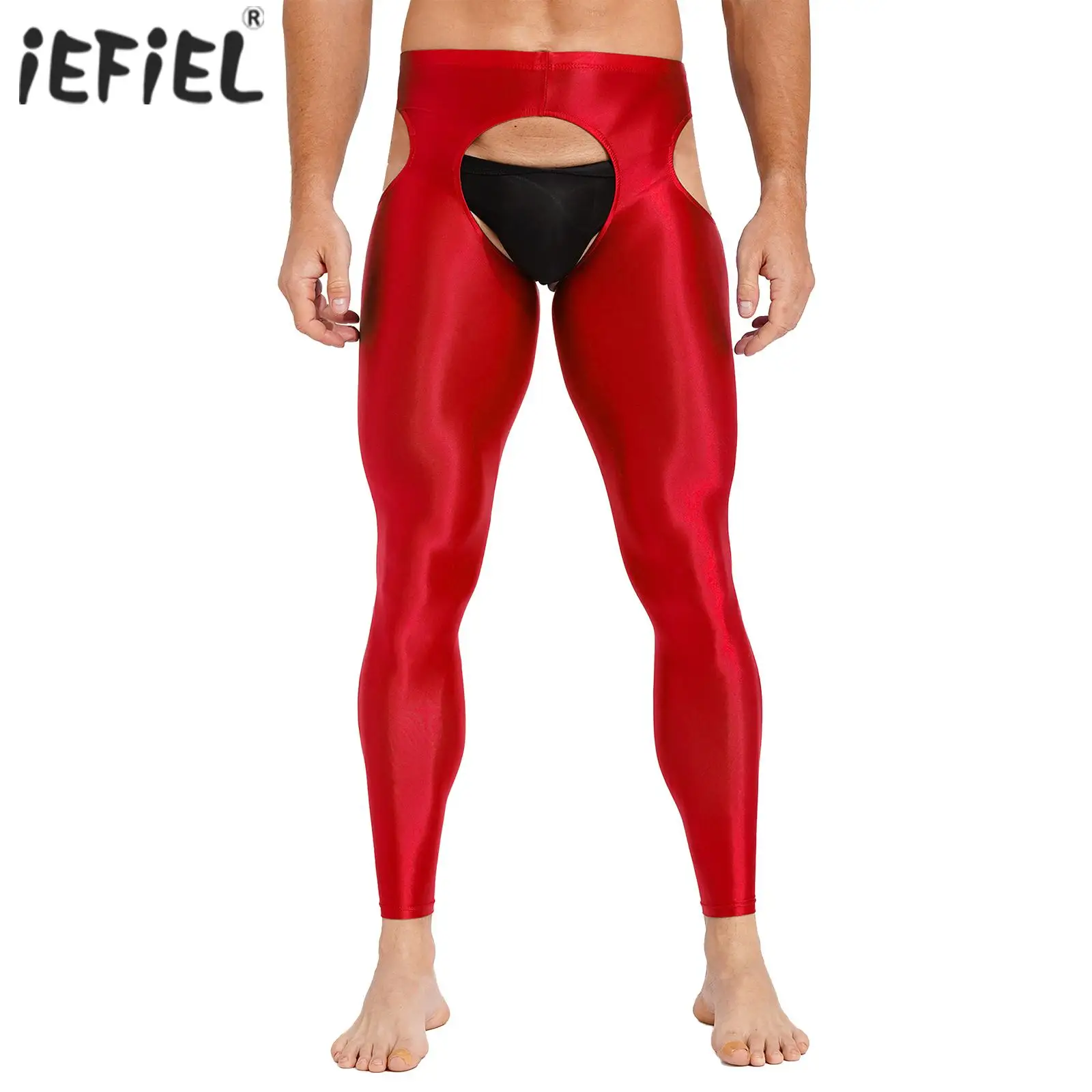 Mens Lingerie Skinny Pants Underwear Nightwear Stretchy Crotchless Leggings Holl