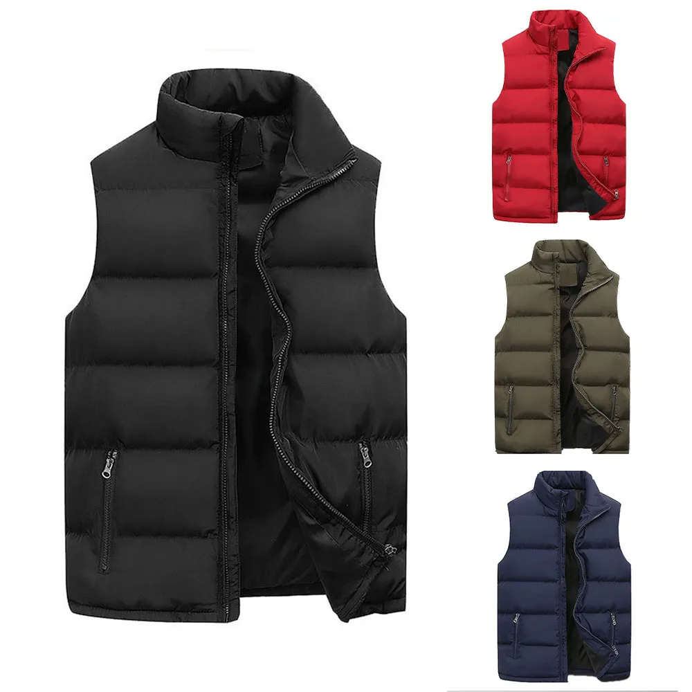 Mens Vest Jacket Men Winter Warm Sleeveless Jackets Male Fashion Casual Comfort 