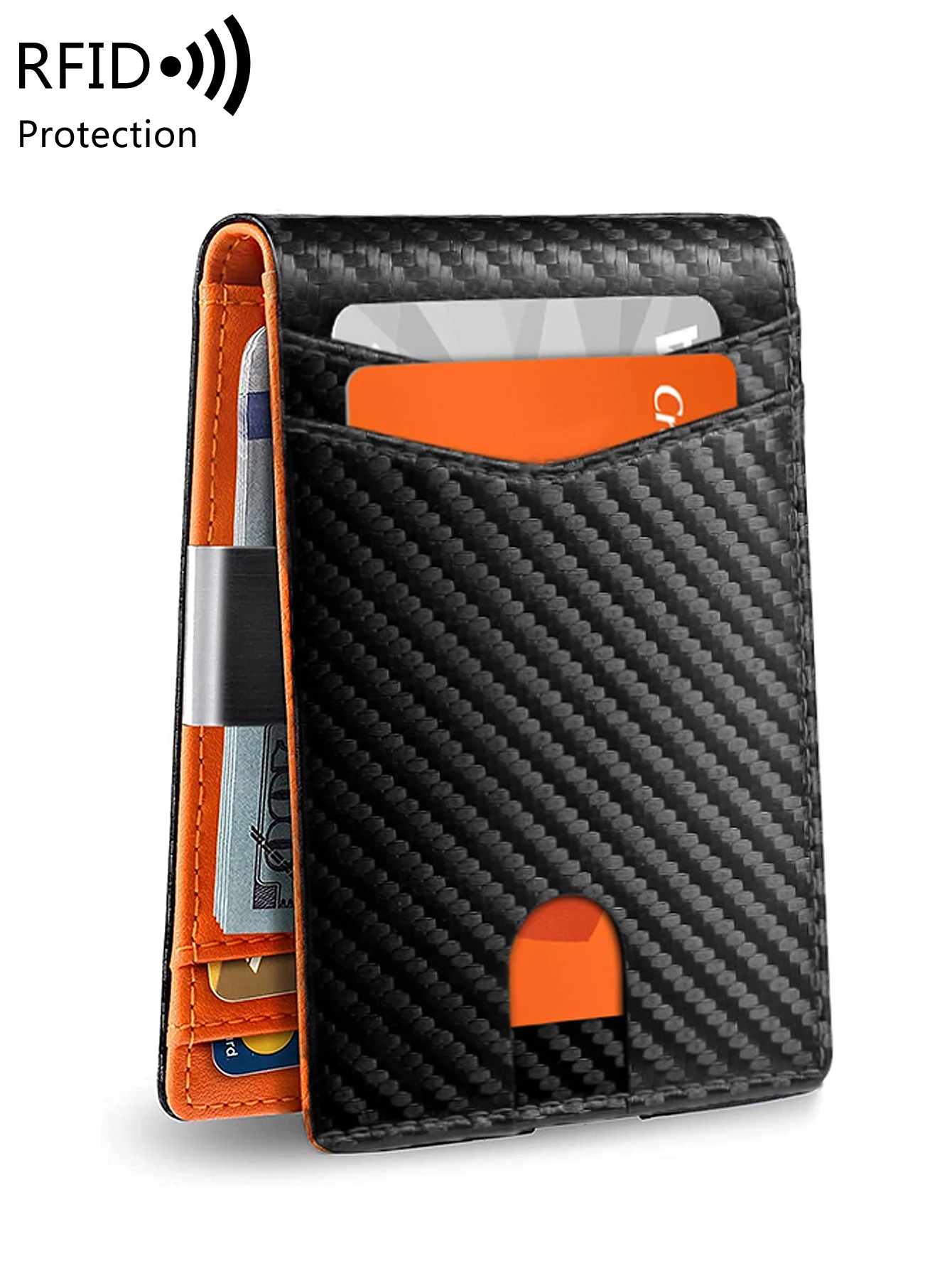 Minimalist men's RFID blocking multi-functional ultra-thin 12-card wallet, front