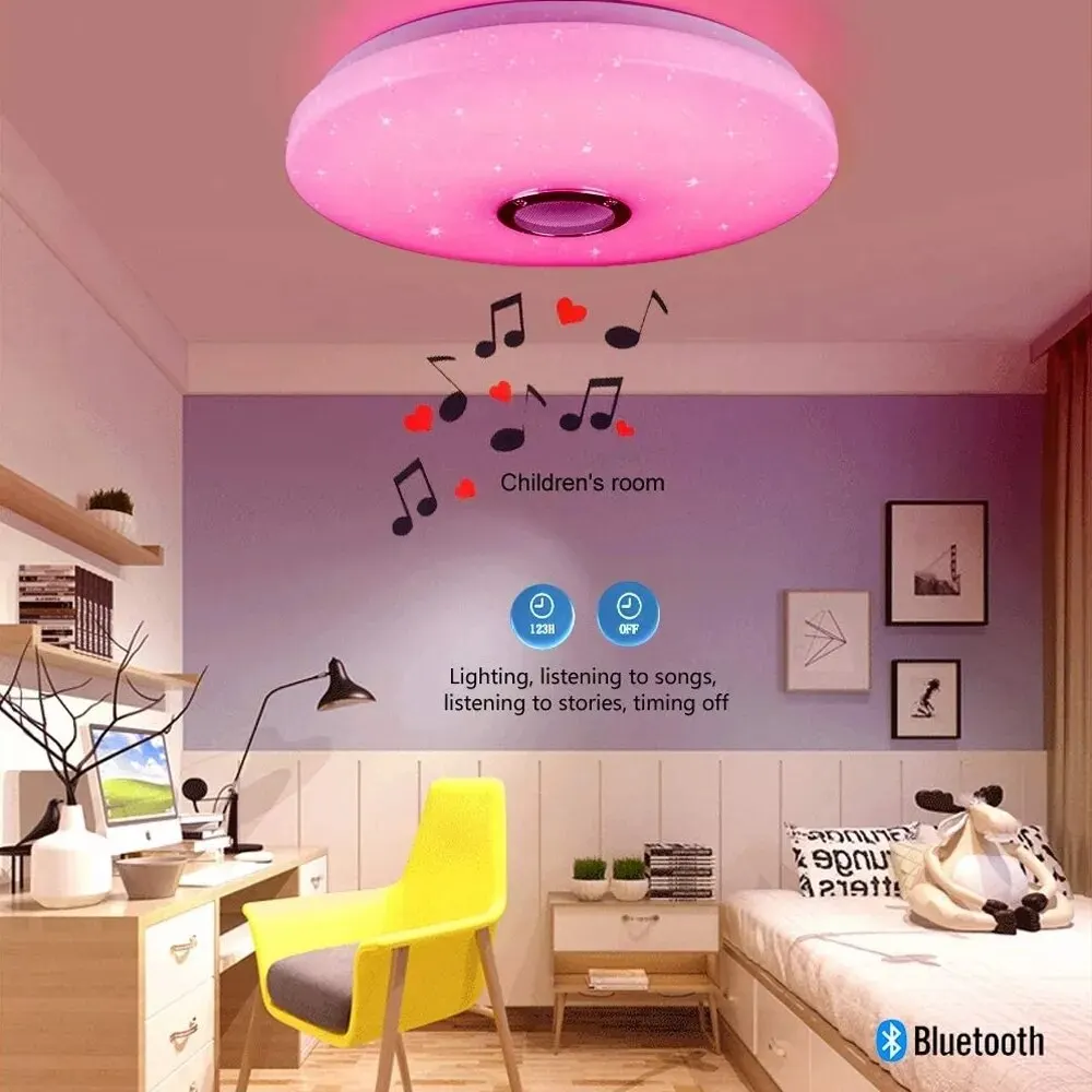 Modern Ceiling Lamps RGB Dimming Home Lighting APP Bluetooth Music Light 42W 60W