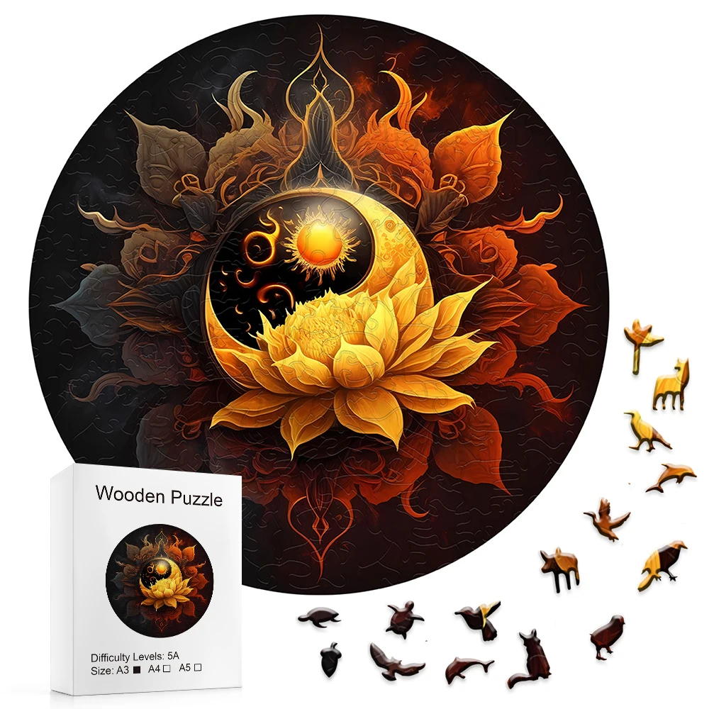 Moon Flowers Wooden Puzzles, High-quality Toys, Irregular-shaped Animals, Party 