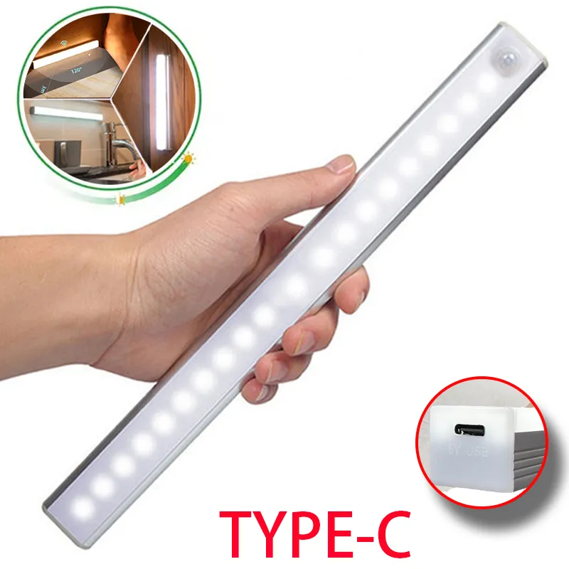 Motion Sensor Light Wireless LED Night Light Type C Rechargeable Light Cabinet W