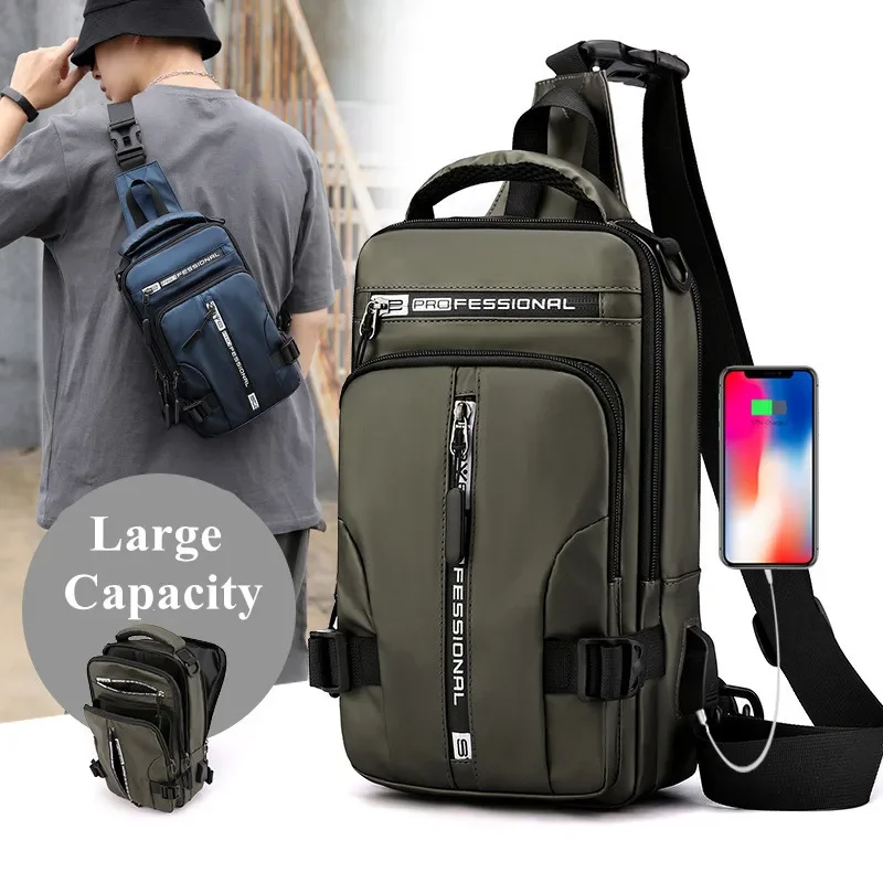Multifunction Nylon Men's Chest Bag Waterproof Men Crossbody Bag Anti-theft Trav