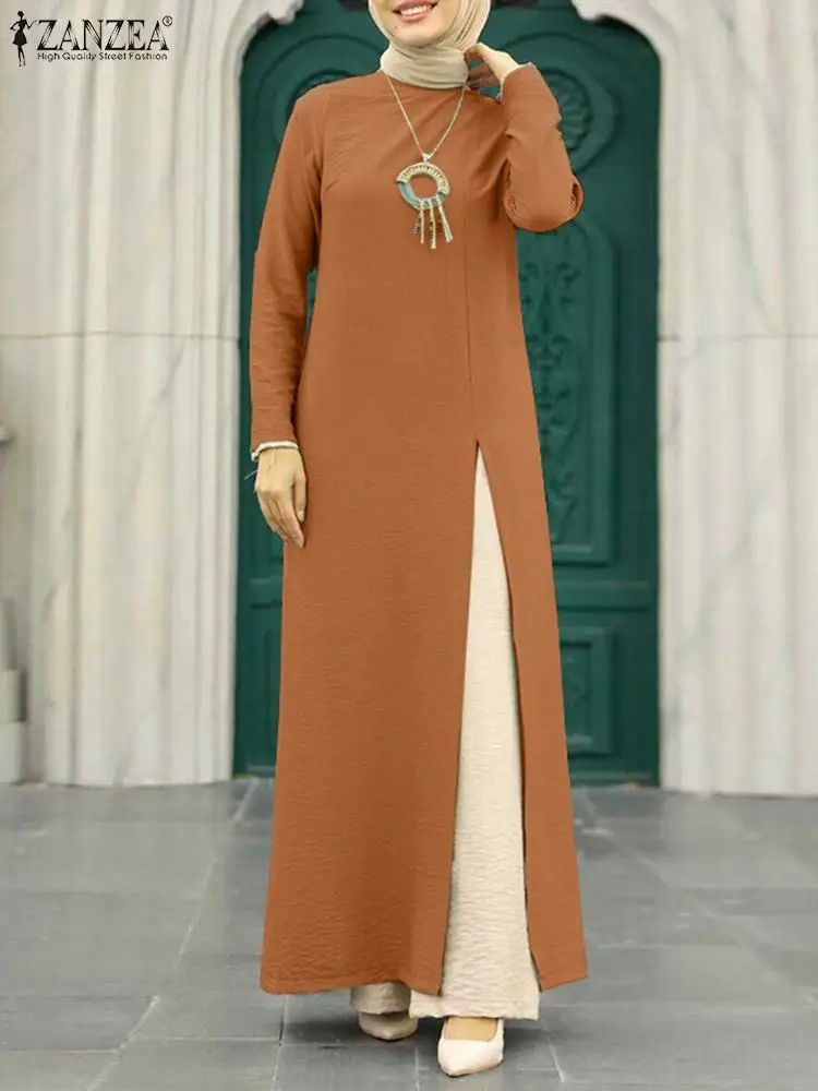 Muslim Long Tops For Women Islamic Clothing Turkey Dubai Abaya ZANZEA Elegant Lo