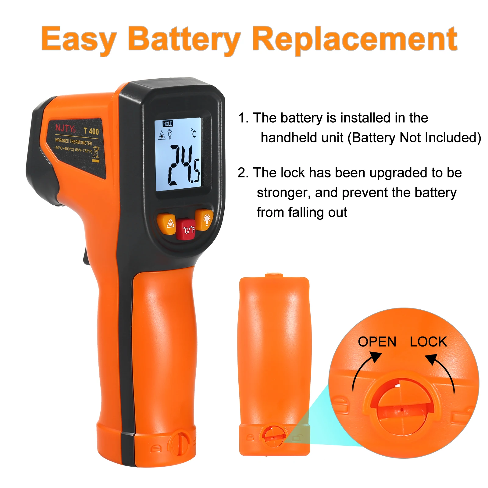 NJTY T600A Digital Infrared Thermometer Non-Contact Digital Temperature Gun IR T