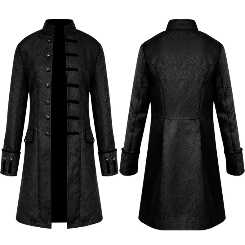 NWZSM Men Victoria Edwardian Steampunk Trench Coat Outwear Vintage Prince Overco