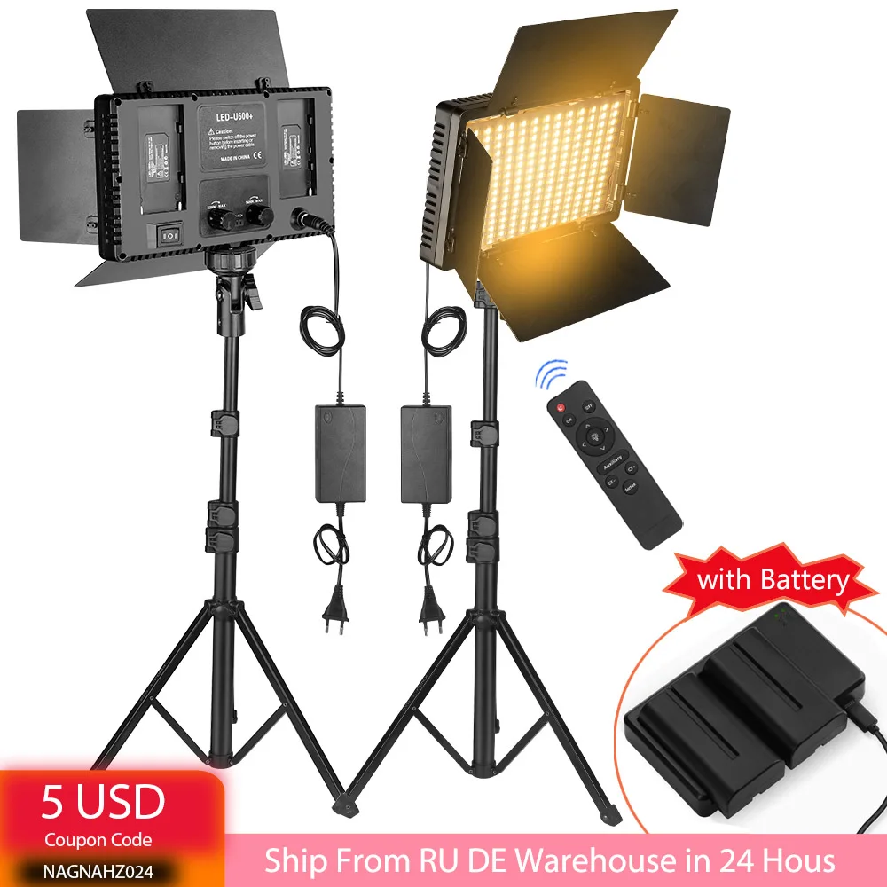 Nagnahz U800+ LED Video Light Photo Studio Lamp Bi-Color 2500K-8500k Dimmable wi