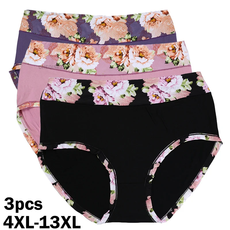 New 3Pcs/Lot Cotton Panties Women's Underwear Plus Size Floral Briefs Ladies Lin