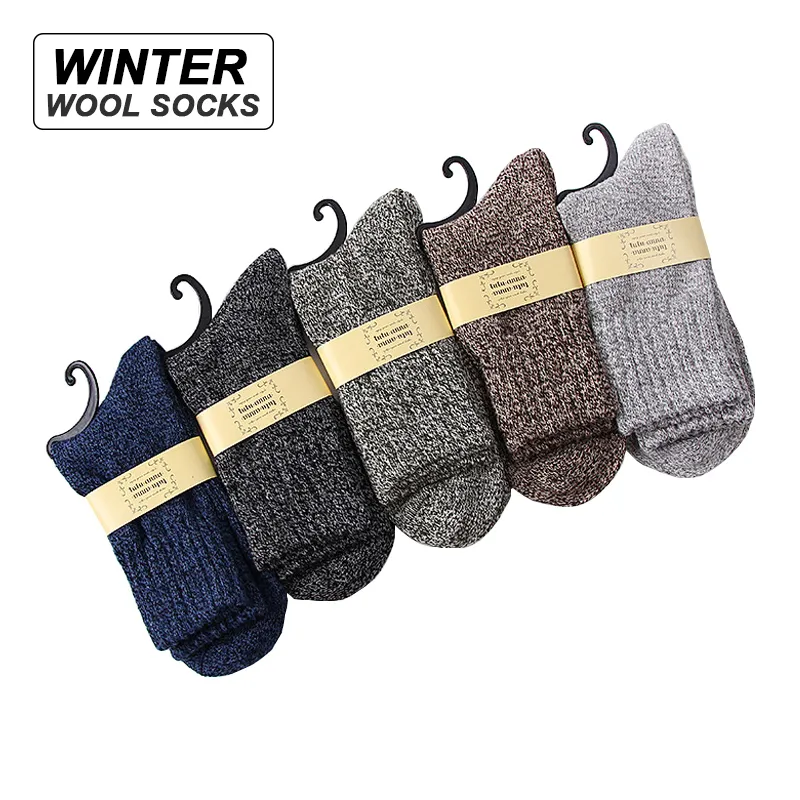 New 5 Pair/Lot Men's Wool Socks Stripe Casual comfortable Calcetines Hombre Thic