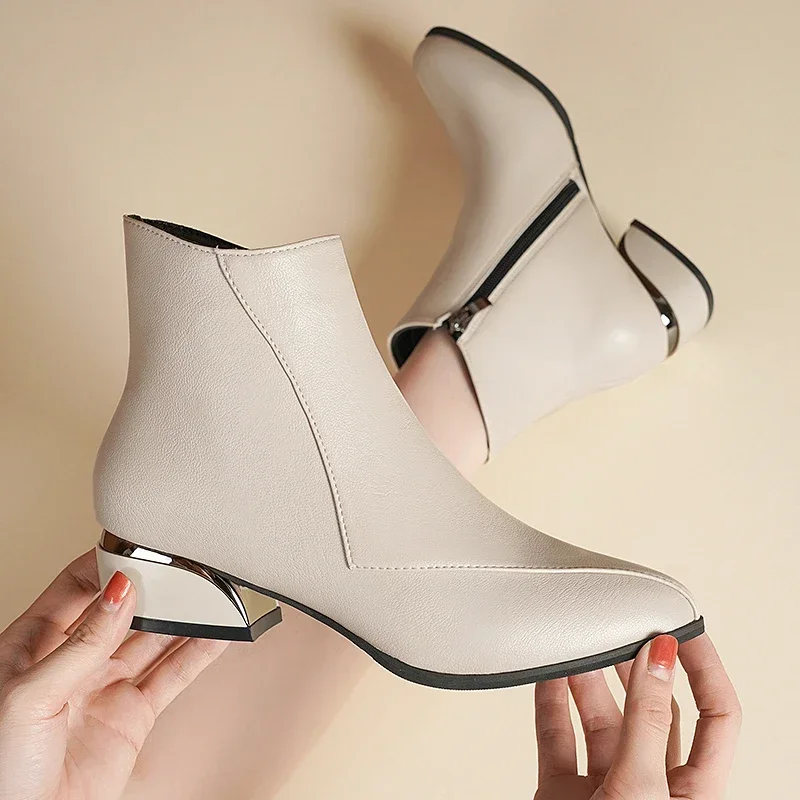 New Autumn Winter Woman Boots Women Shoes Ladies Low Heeled Ankle Boots Women Pl