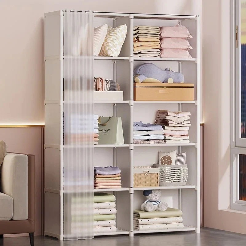 Bedroom Clothes Storage Wardrobe Folding Portable Organizer Cabinet Dustproof Cl