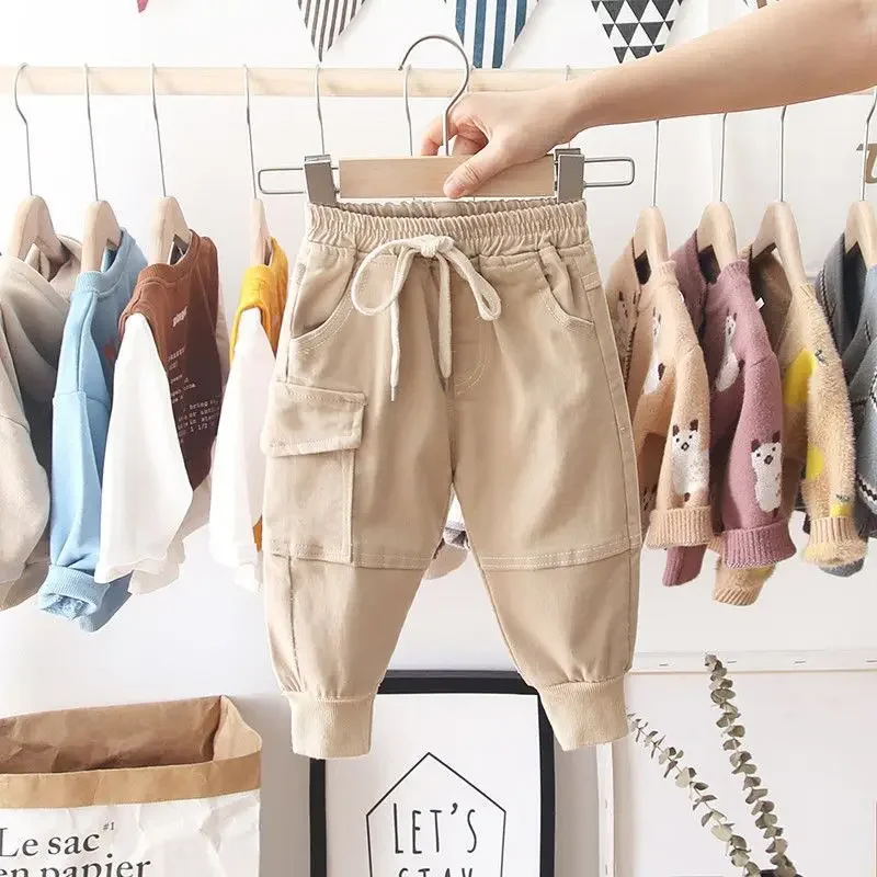 New Cotton Cargo Pants for 2-6 Years Old Solid Boys Casual Sport Pants Enfant Ga