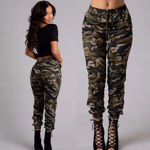 Stretchy Waistband Convergent Trousers Fashion Plus Size Camouflage Stylish Skin