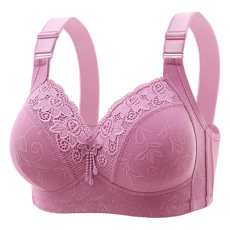 New Large Luxury Lace Without Steel Ring Bra Side Fold Side Breast Large Breast 