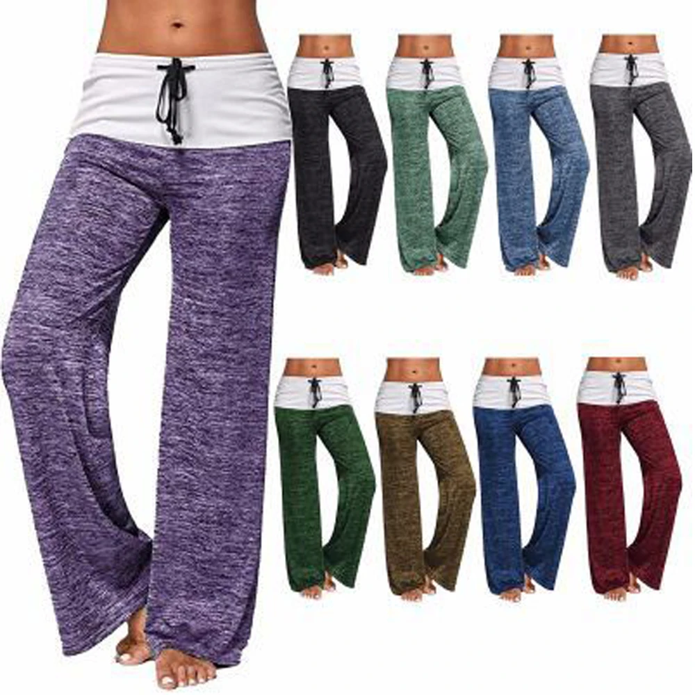 New Loose Leggings Women 2022 Wide Leg Dancing Pants Waist Drawstring Female Pat