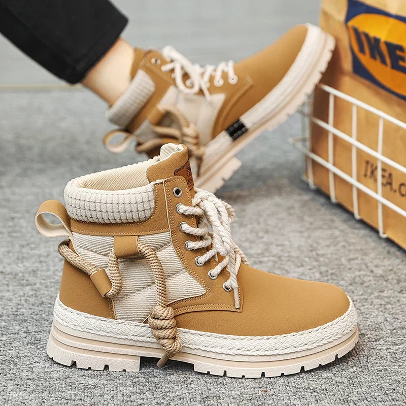 New Men Boots Casual Shoes Winter Designer Luxury Platform Cowboy Military Chels