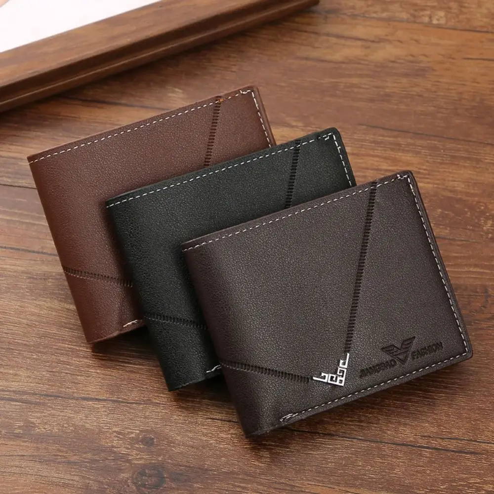 New Men PU Leather Wallets Men's Short Causal Purses Male Folding Wallet Coin Ca