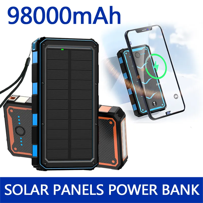 New Power bank Wireless charging mobile power supply 98000mAh with Camping Lamp 