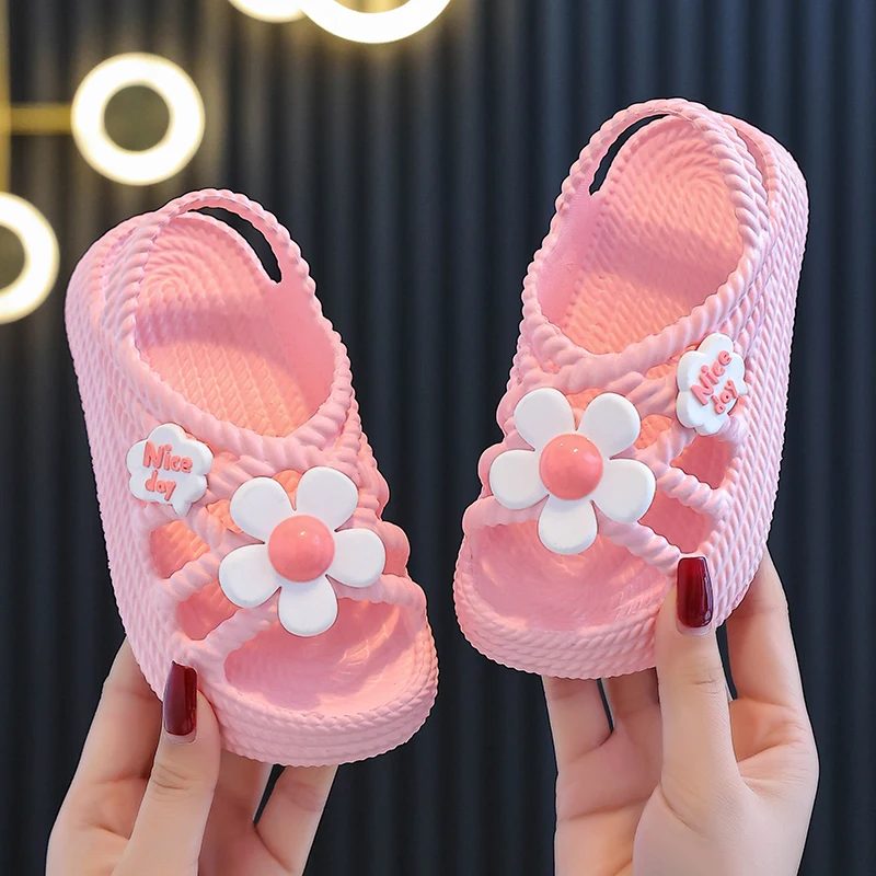New Summer Aged 2-8 Children Slippers Flower Pattern Lithe Comfort Sandal For Gi