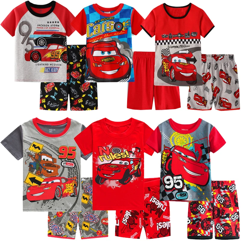 New Summer Kids Pyjamas Children Sleepwear Baby Set Boys Girls Cars Short sleeve