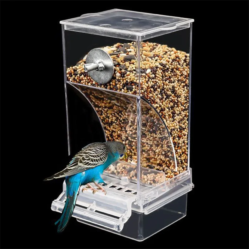 No Mess Bird Feeders Automatic Parrot Feeder Drinker Acrylic Seed Food Container