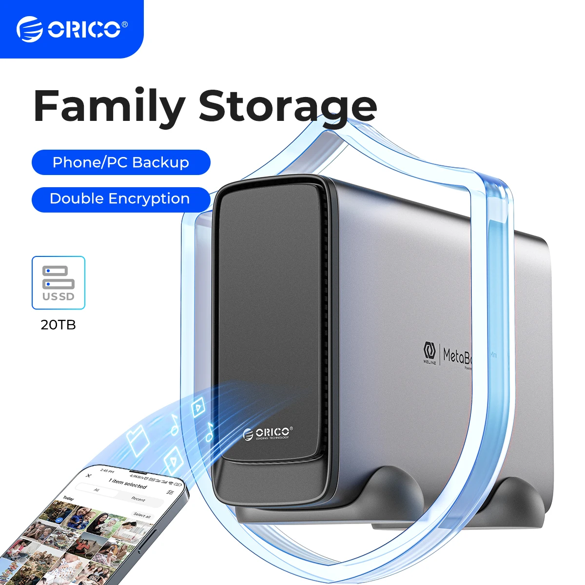 ORICO-Mini Metal Box for Personal Storage Type-C Network Attached Storage Automa