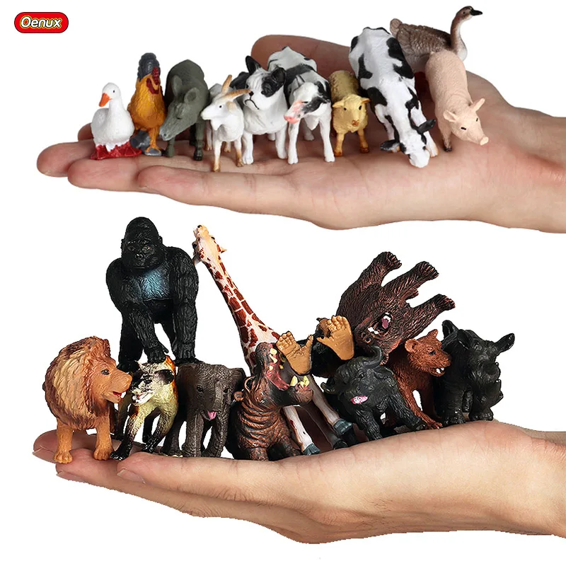 Oenux Small Farm Wild Animal Model Lion Tiger Sheep Pig Dog Action Figures PVC L