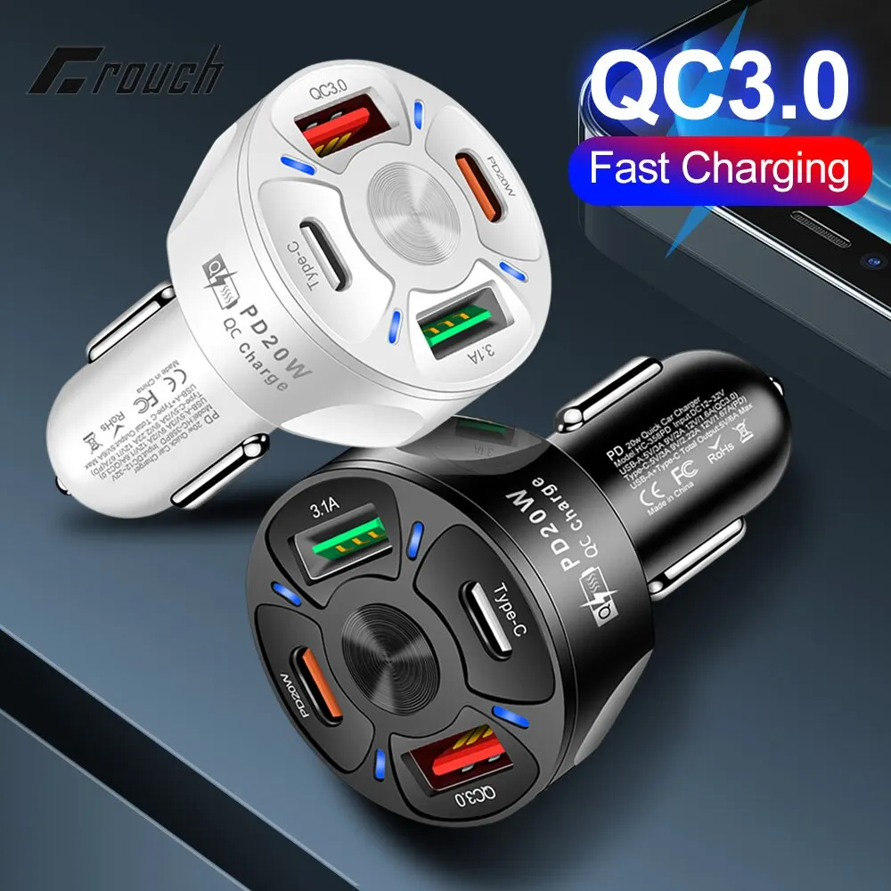 Olaf Dual USB C Car Charger Fast Charging USB PD QC3.0 Type C Fast Charger For i