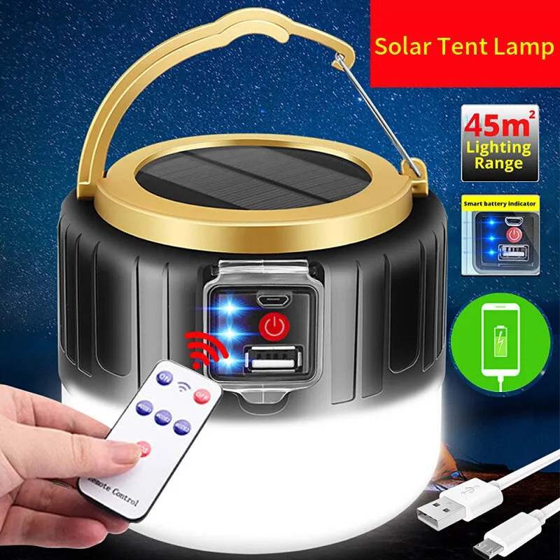 Outdoor Solar LED Camping Lights USB Rechargeable Tent Portable Lanterns Emergen