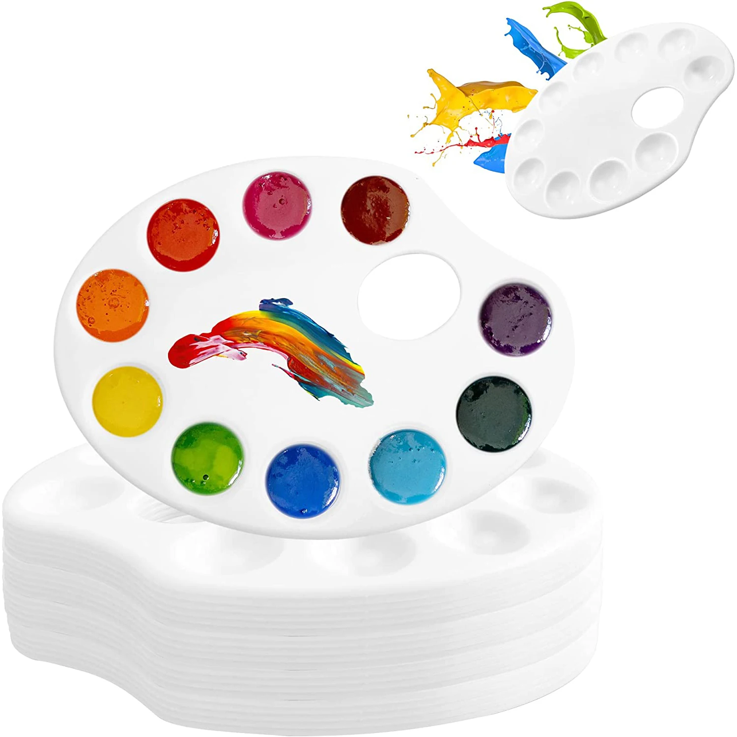 Oval Classic Color Palette With Thumb Holes Watercolor Gouache Palette Artist Ch