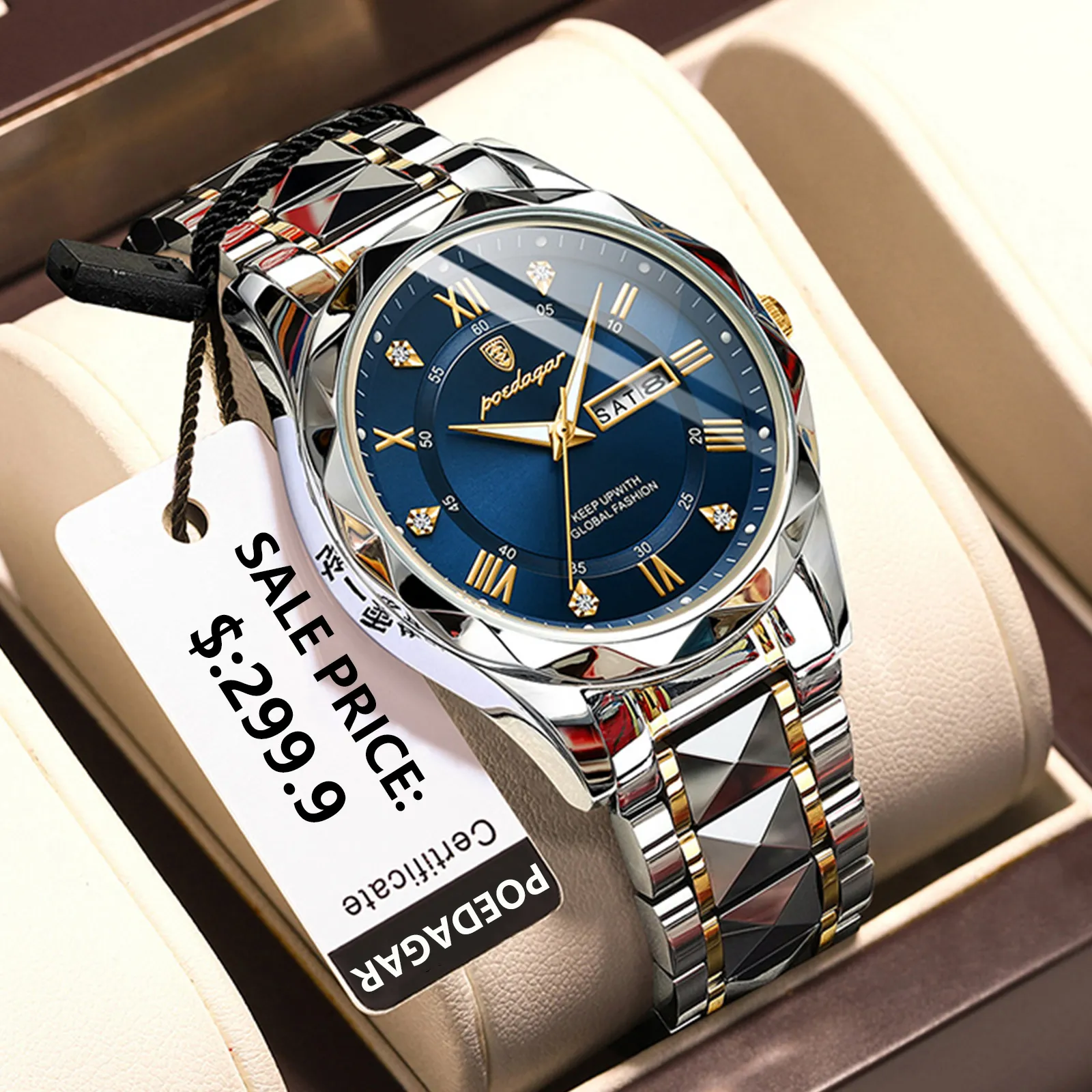 POEDAGAR Top Brand Luxury Man Wristwatch Waterproof Luminous Date Week Men Watch
