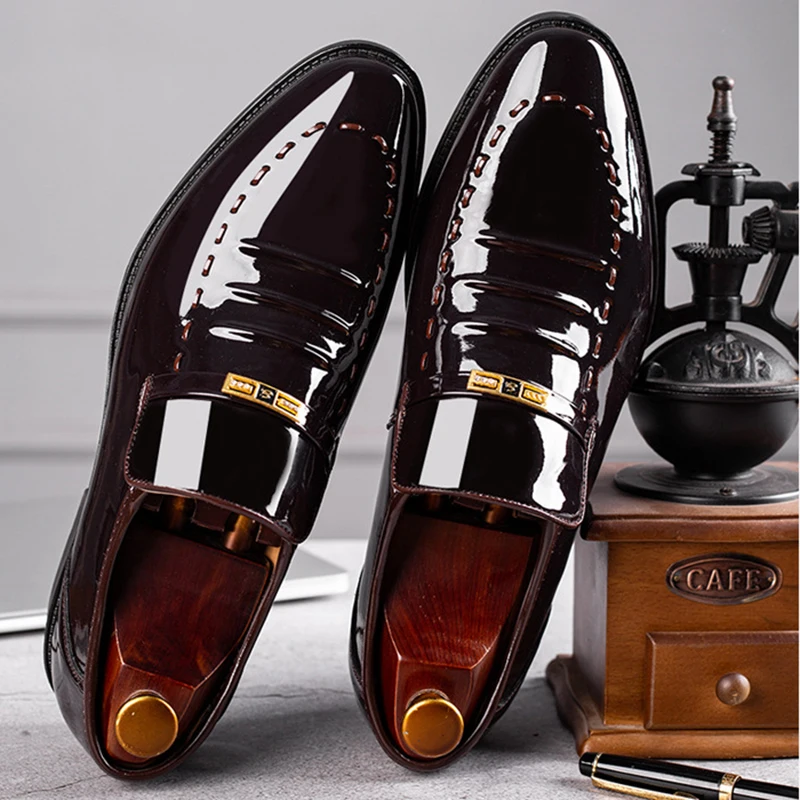 PU Leather Men Shoes Slip On Oxfords for Male Wedding Party Office Work Shoes Pl