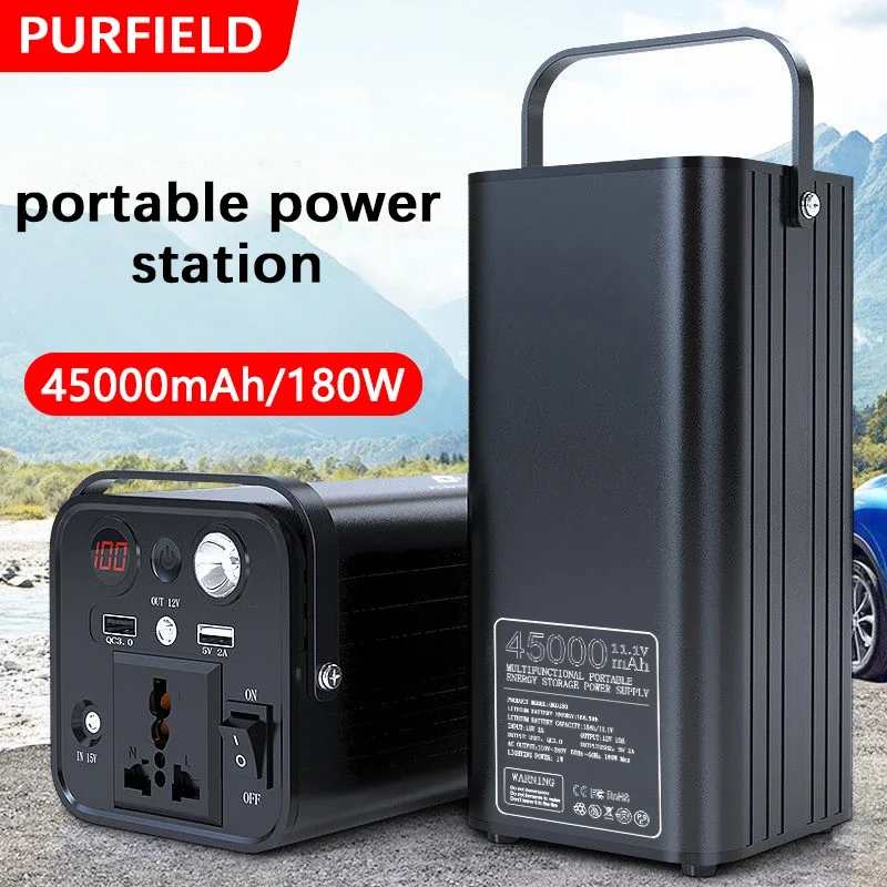 PURFIELD Portable Power Station 45000mAh 180W AC DC Output Generator Battery Out