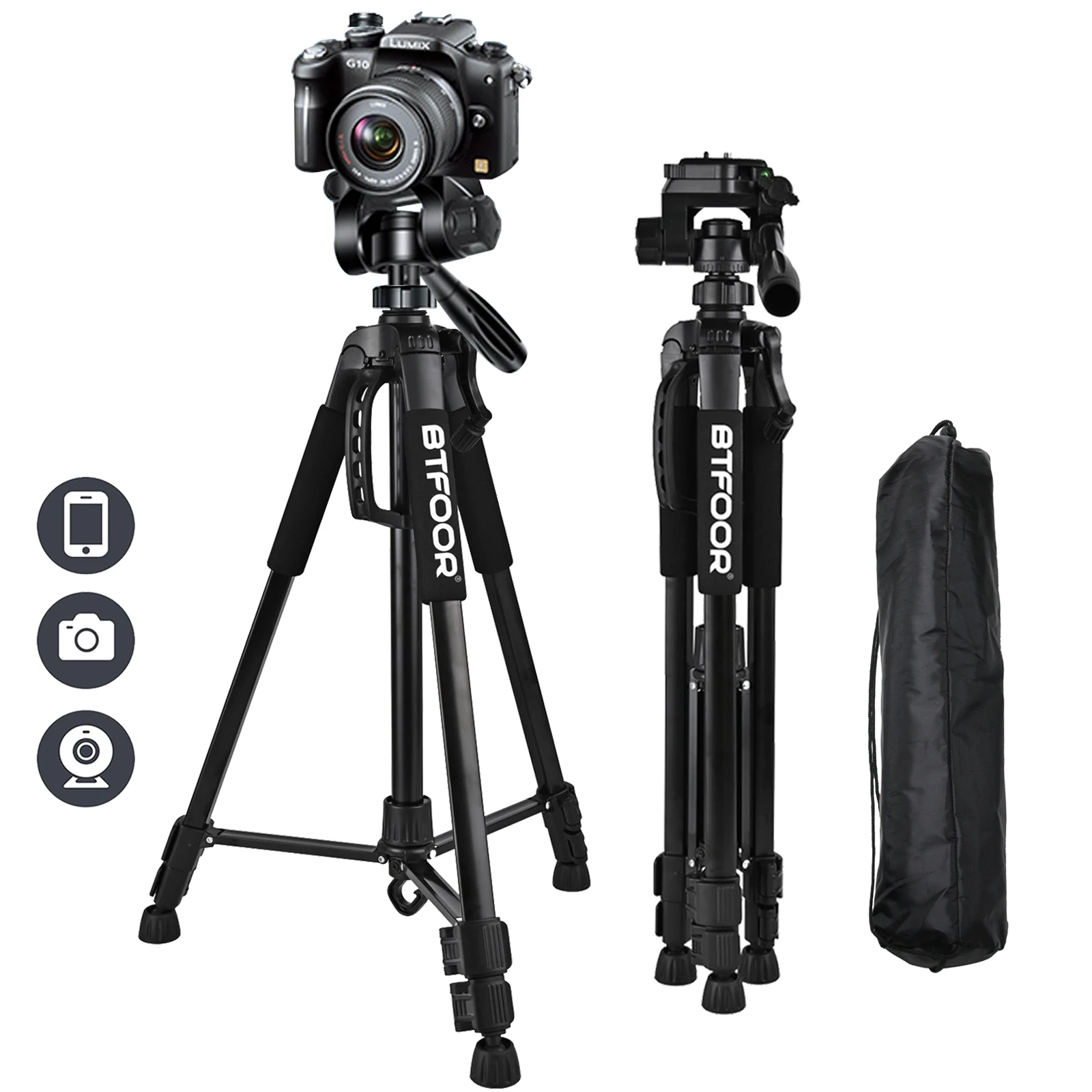 Phone Travel Self Tripod Aluminum Tall 55” 140CM Stand With Quick Plates Mount P